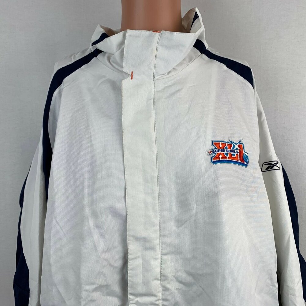 Reebok Super Bowl XLI Jacket Mens Size 2XL White NFL Football Windbreaker 2007